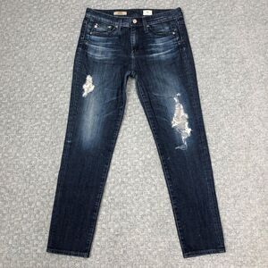 AG Adriano Goldschmied Jeans Womens 26R Blue The Beau Slouchy Skinny Distressed